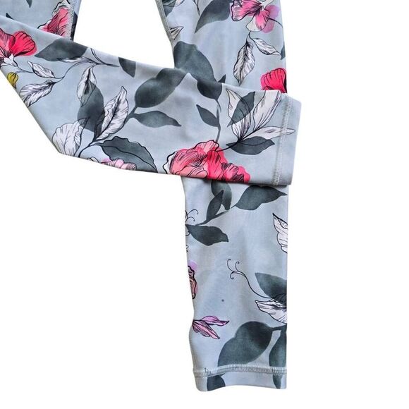 Athleta Elation Tight Leggings Women's Small Blue Red Floral Activewear Stretch - Picture 2 of 6